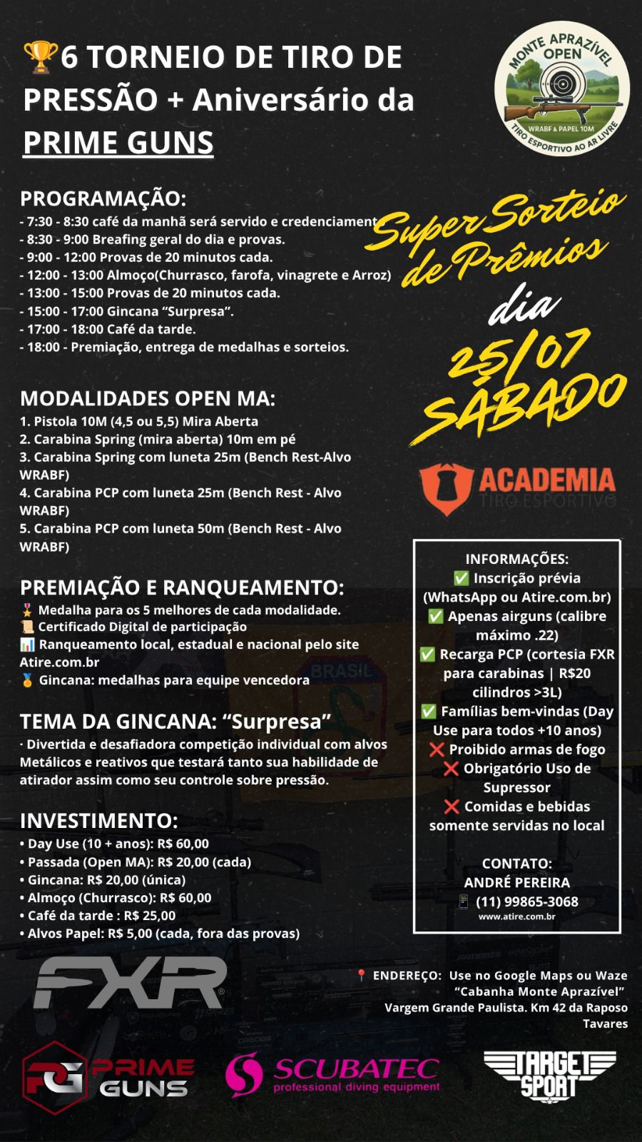 Arte de promo&ccedil;&atilde;o do torneio de julho no S&iacute;tio Monte Apraz&iacute;vel