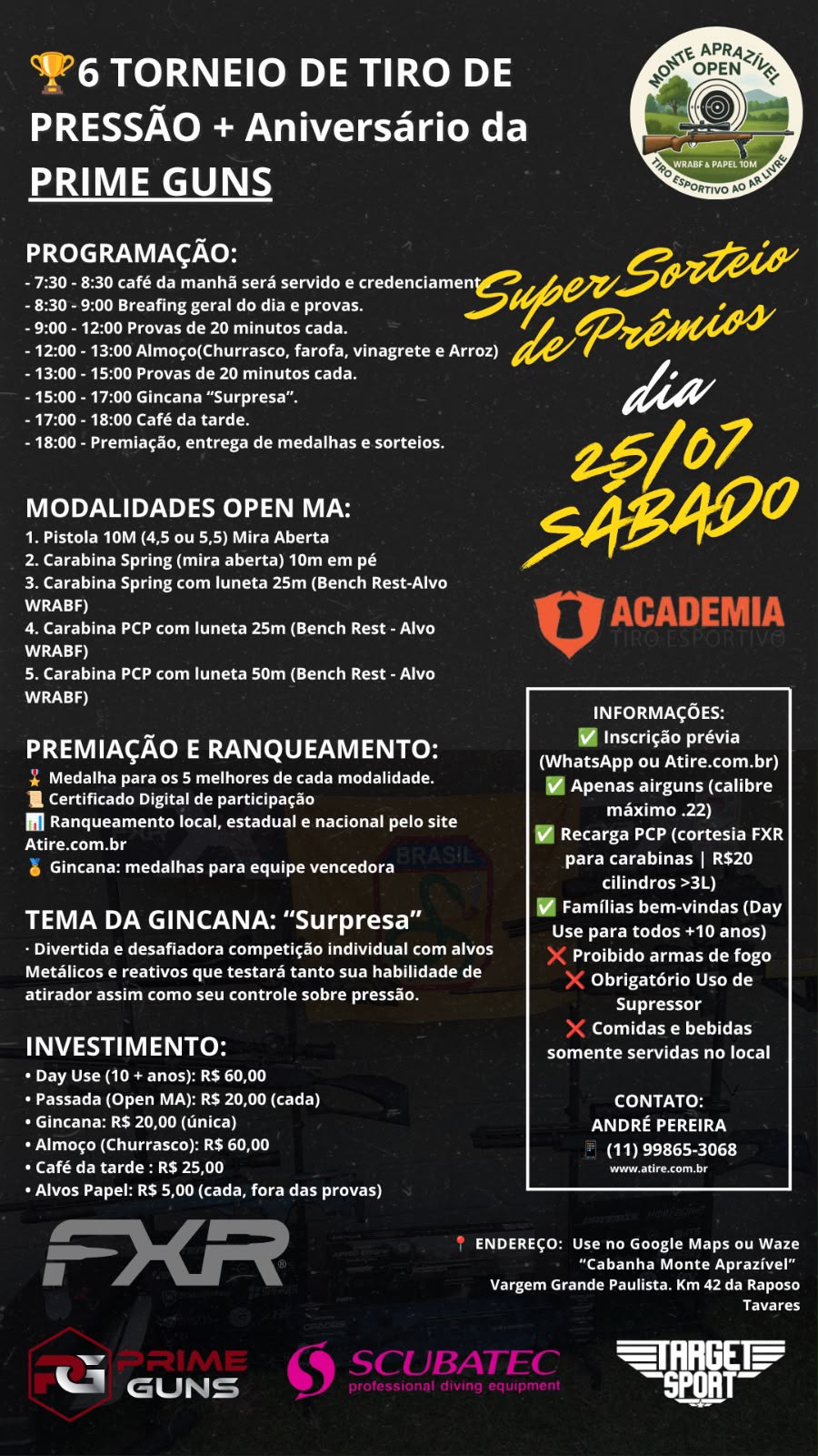 Programação e informações da etapa do Open Monte Aprazível em 25 de julho