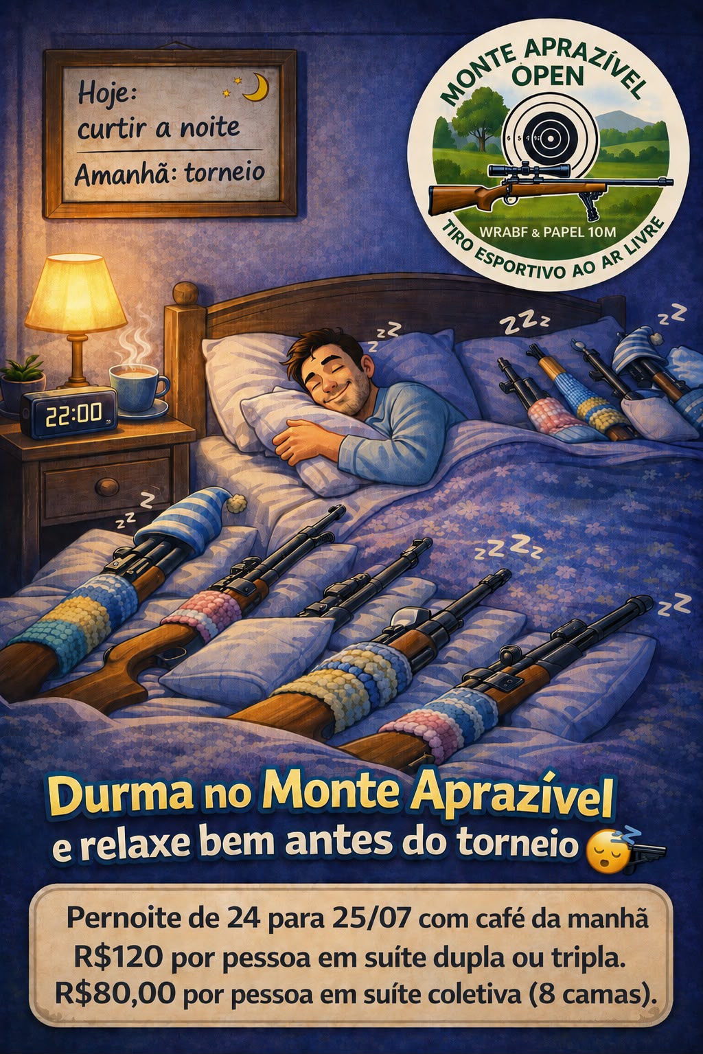 Arte de pernoite no Monte Aprazível para o torneio de 25 de julho